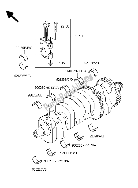Peças de reposição virabrequim para Kawasaki Ninja ZX 12R a